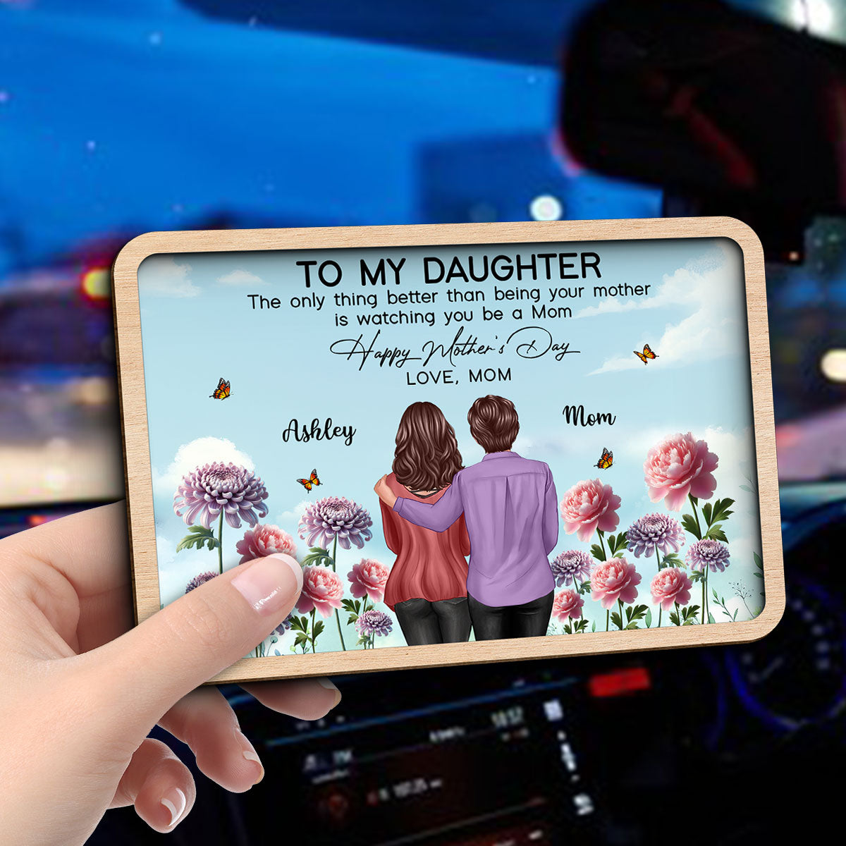 To My Daughter From Mom Happy Mother's Day Birth Flower Personalized Car Visor, Gift For Daughter