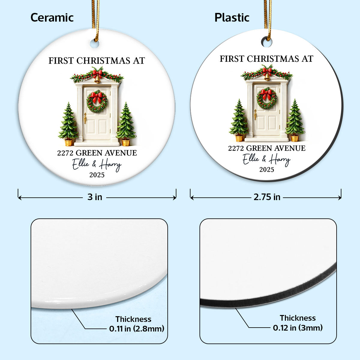 First Christmas New Home 3D Effect - Personalized Ceramic Ornament - New Home Decor