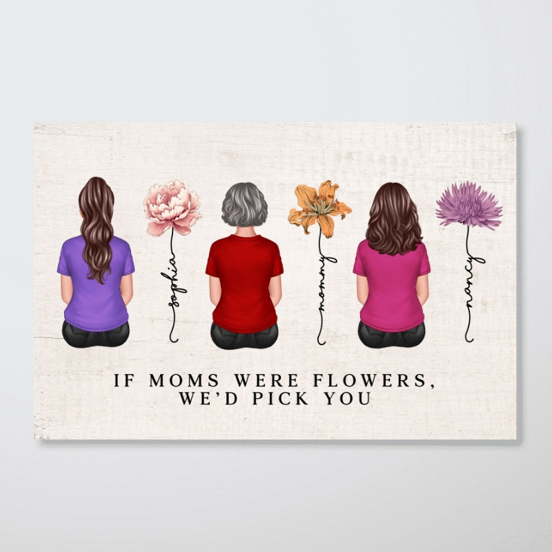 If Moms Were Flowers I‘d Pick You Vintage Birth Month Flowers Mother‘s Day Gift Personalized Horizontal Poster