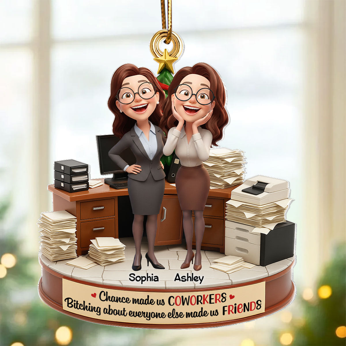 Chance Made Us Coworkers - Personalized Acrylic Ornament - Funny Christmas Gift for Work Besties