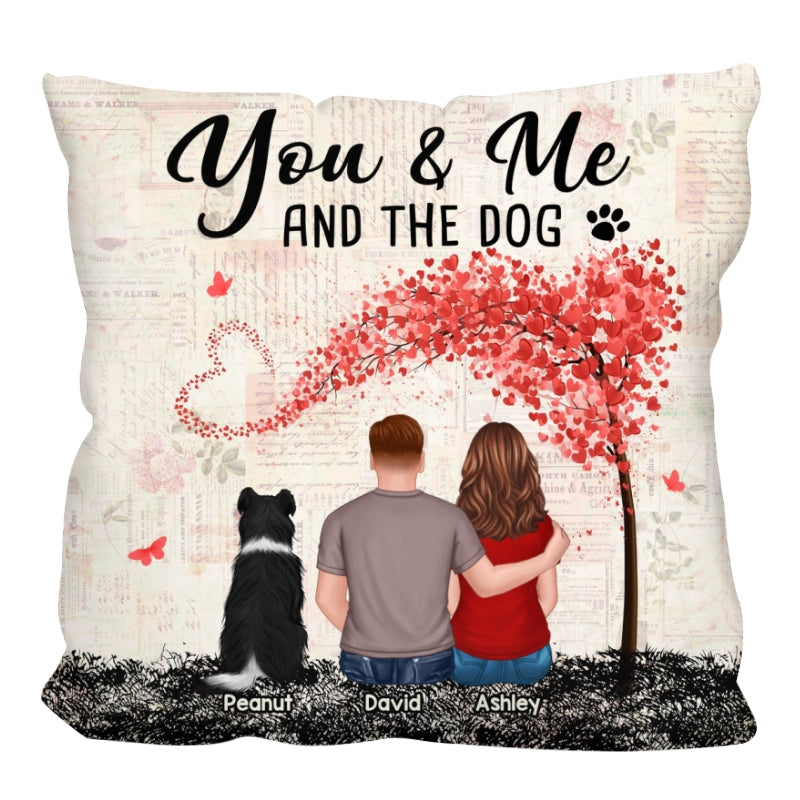 Couple And Dogs Heart Tree Personalized Pillow