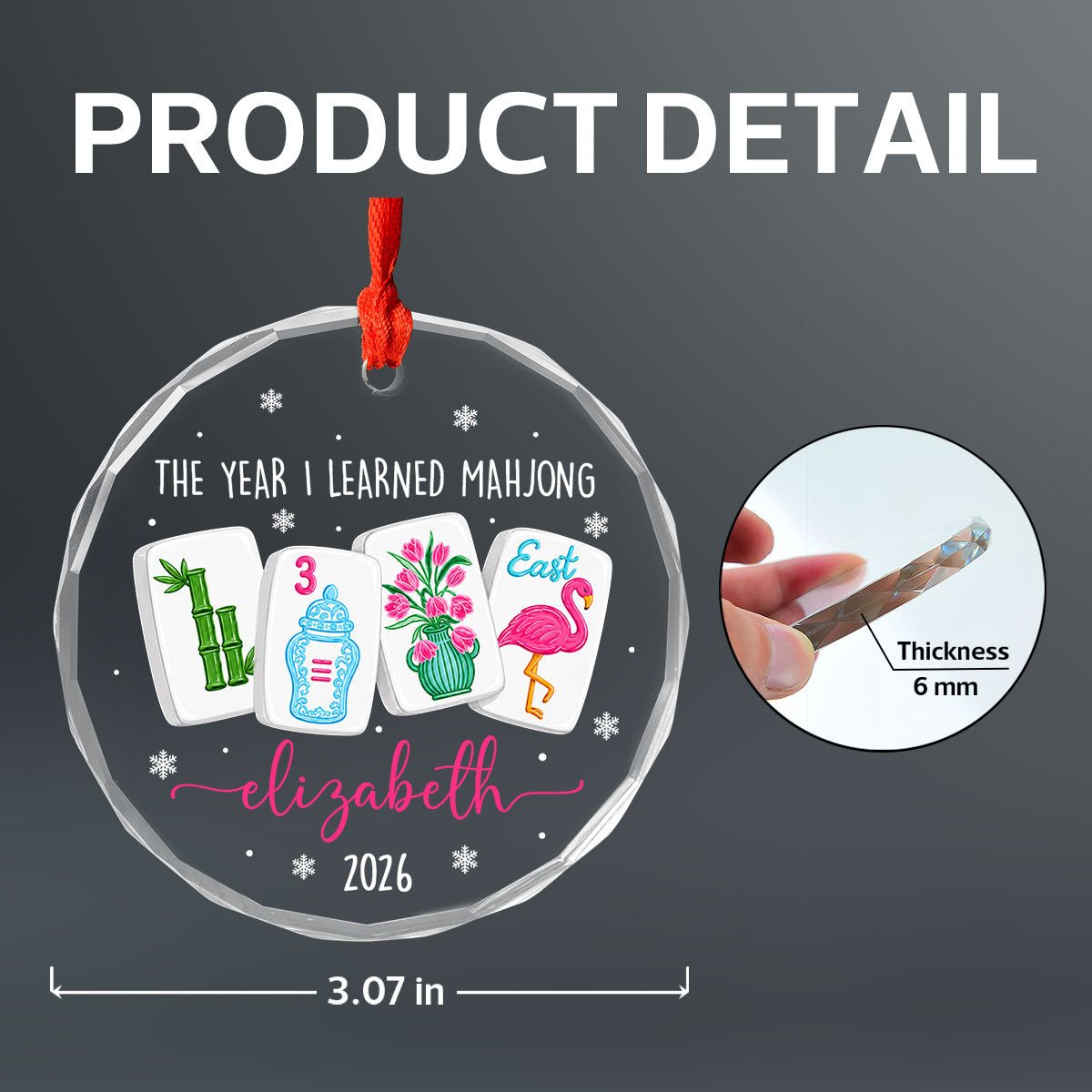 The Year I Learned Mahjong - Personalized Glass Ornament Funny Mahjong Group Christmas Gift