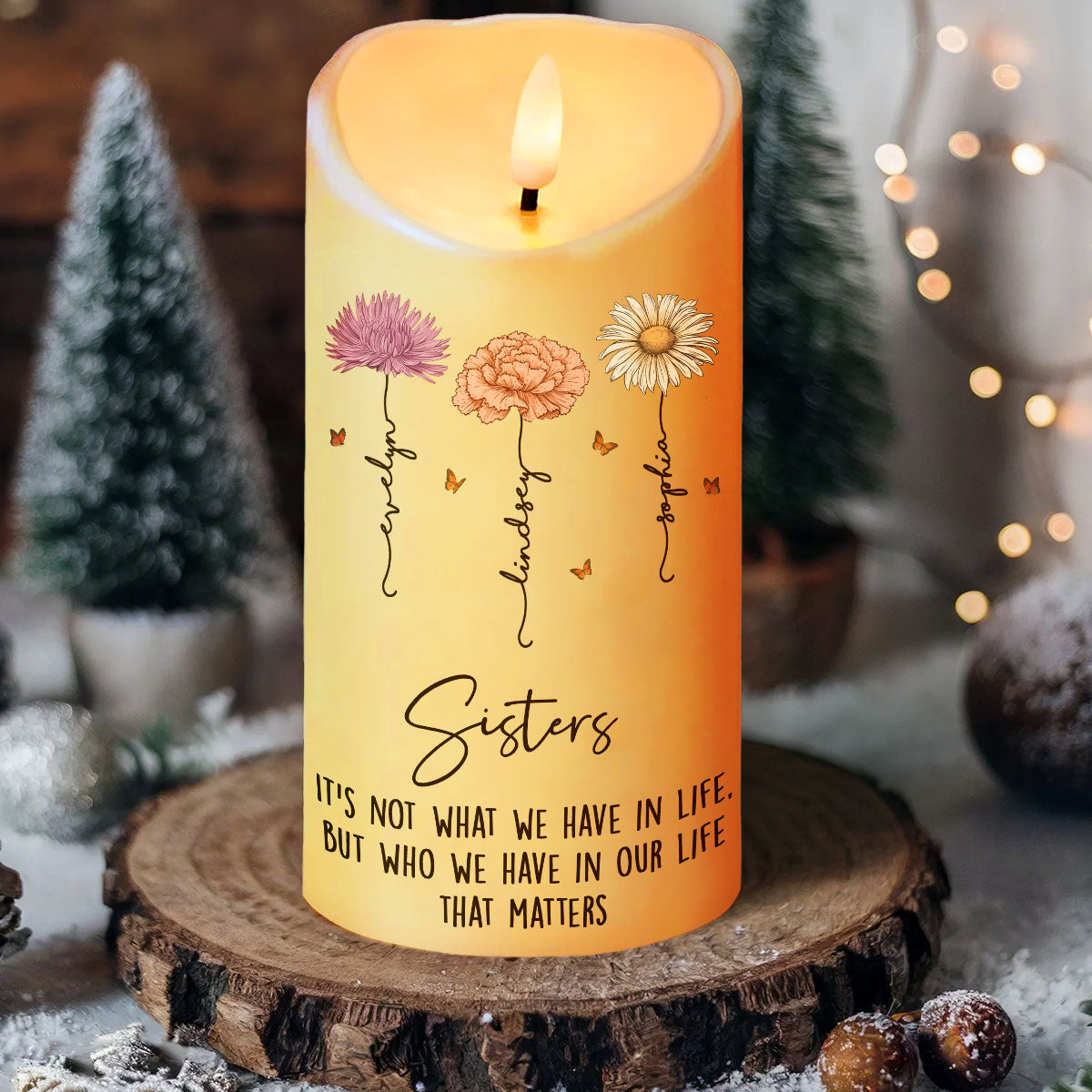 Best Friends Besties Birth Month Flower Personalized LED Candle