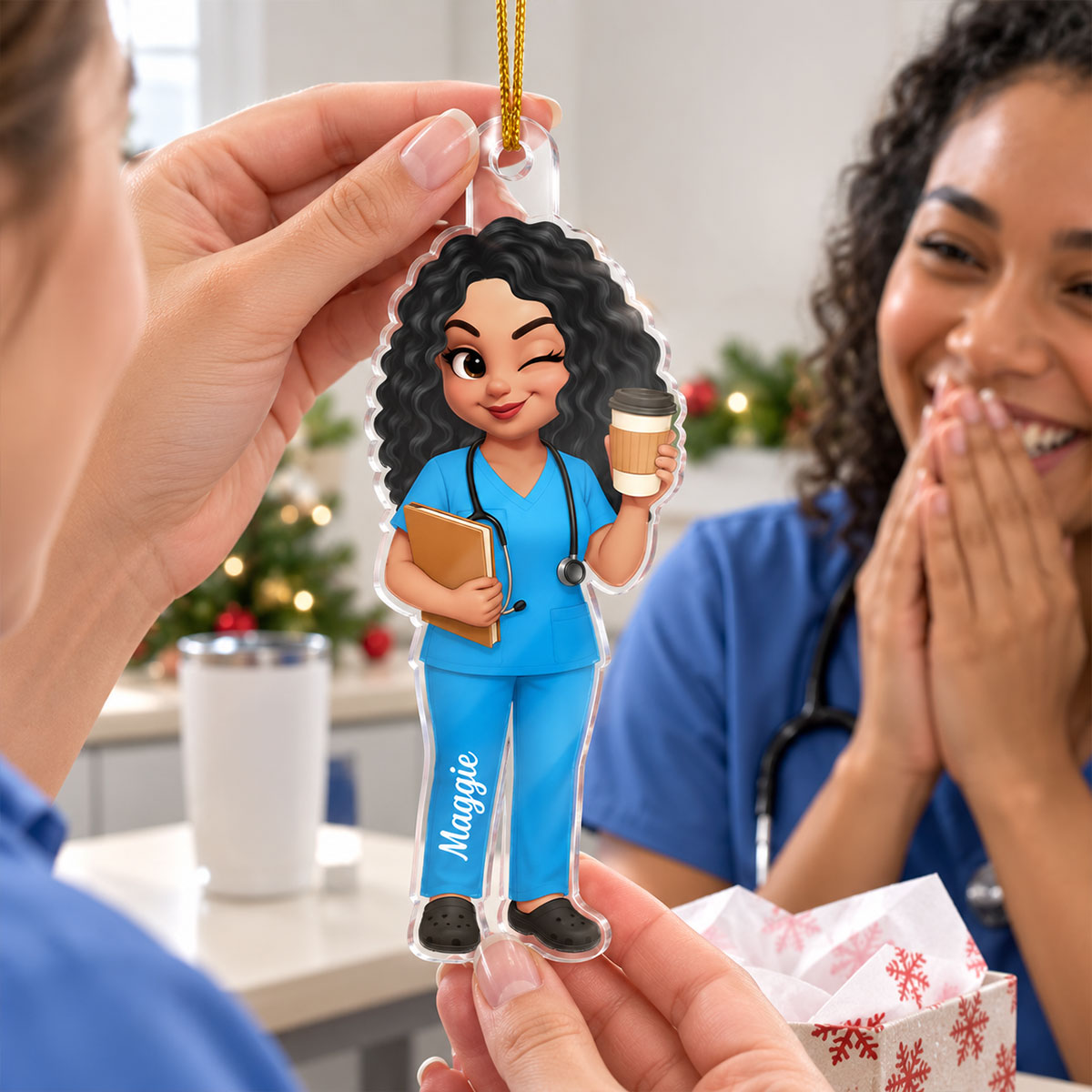 Nurse Uniform Custom Name - Personalized Acrylic Ornament - Christmas Gift for Wife, Daughter, Best Friends