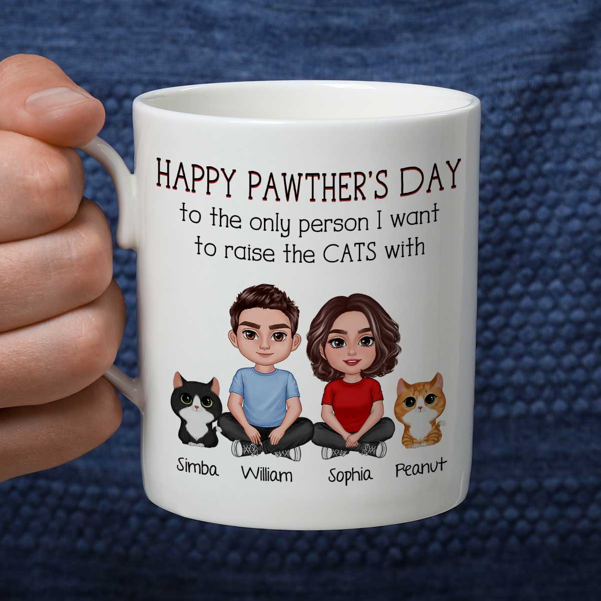 Happy Pawther‘s Day To The Person I Want To Raise A Dog Cat With Crossed Legs Couple Personalized Mug, Father‘s Day Gift For Dog Cat Dad