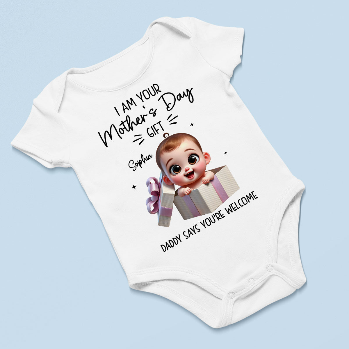 I'm Your Gift Cute Baby Sitting In Gift Box Personalized Baby Onesie, Baby Shirt