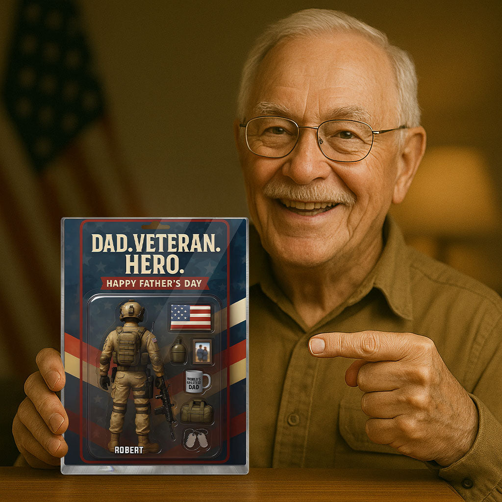 Dad Veteran Hero Custom Figure Personalized Acrylic Block Plaque, 2025 Father's Day Gift For Him, For Dad