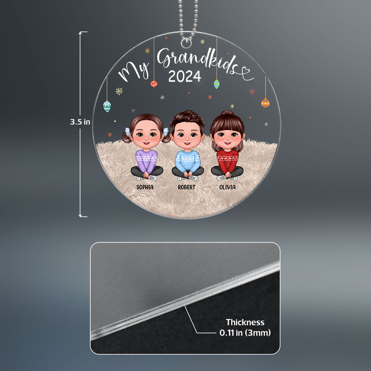 Christmas My Grandkids Cute Doll Kids Sitting Personalized Acrylic Ornament
