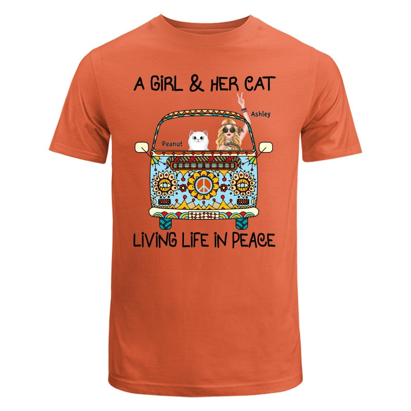 Girl & Fluffy Cats Living Life In Peace Bohemian Hippie Personalized Shirt
