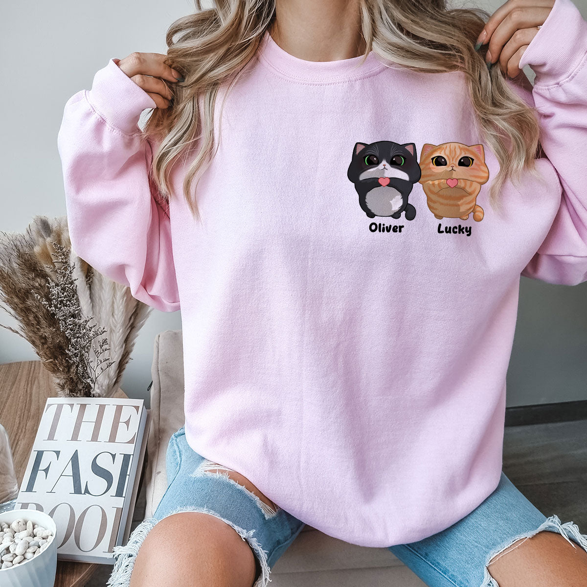 In My Cat Mom Era Gift For Cat Lover Cute Cat Looking Up Personalized Double Sided Sweatshirt