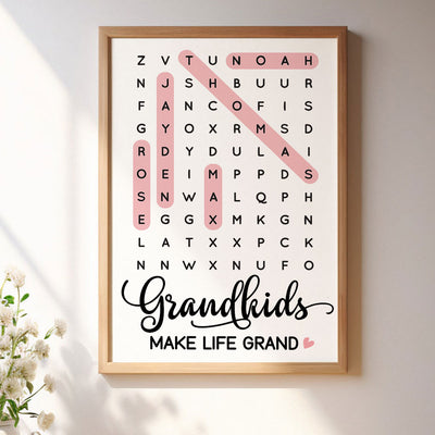Grandkids Make Life Grand Word Search - Personalized Poster - Mother's Day Gift For Grandma