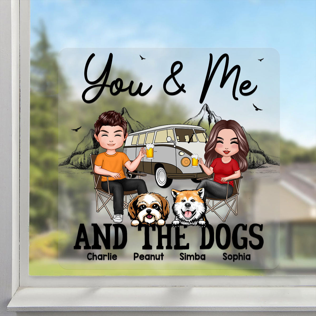 You Me & The Dogs Camping Couple Personalized RV Decal