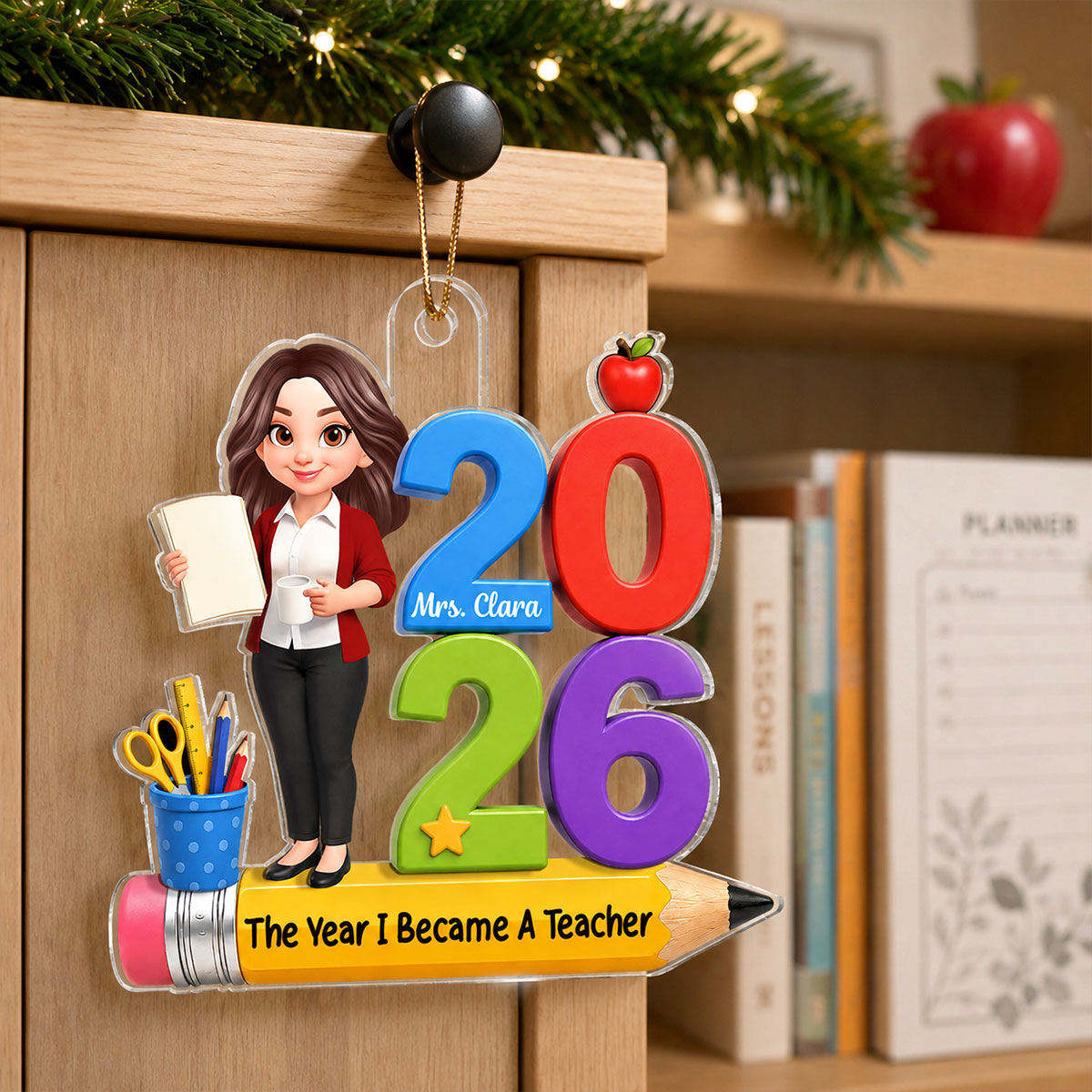 The Year I Became A Teacher 2D Flat - Personalized Acrylic Ornament - Christmas Keepsake Gift For Teacher