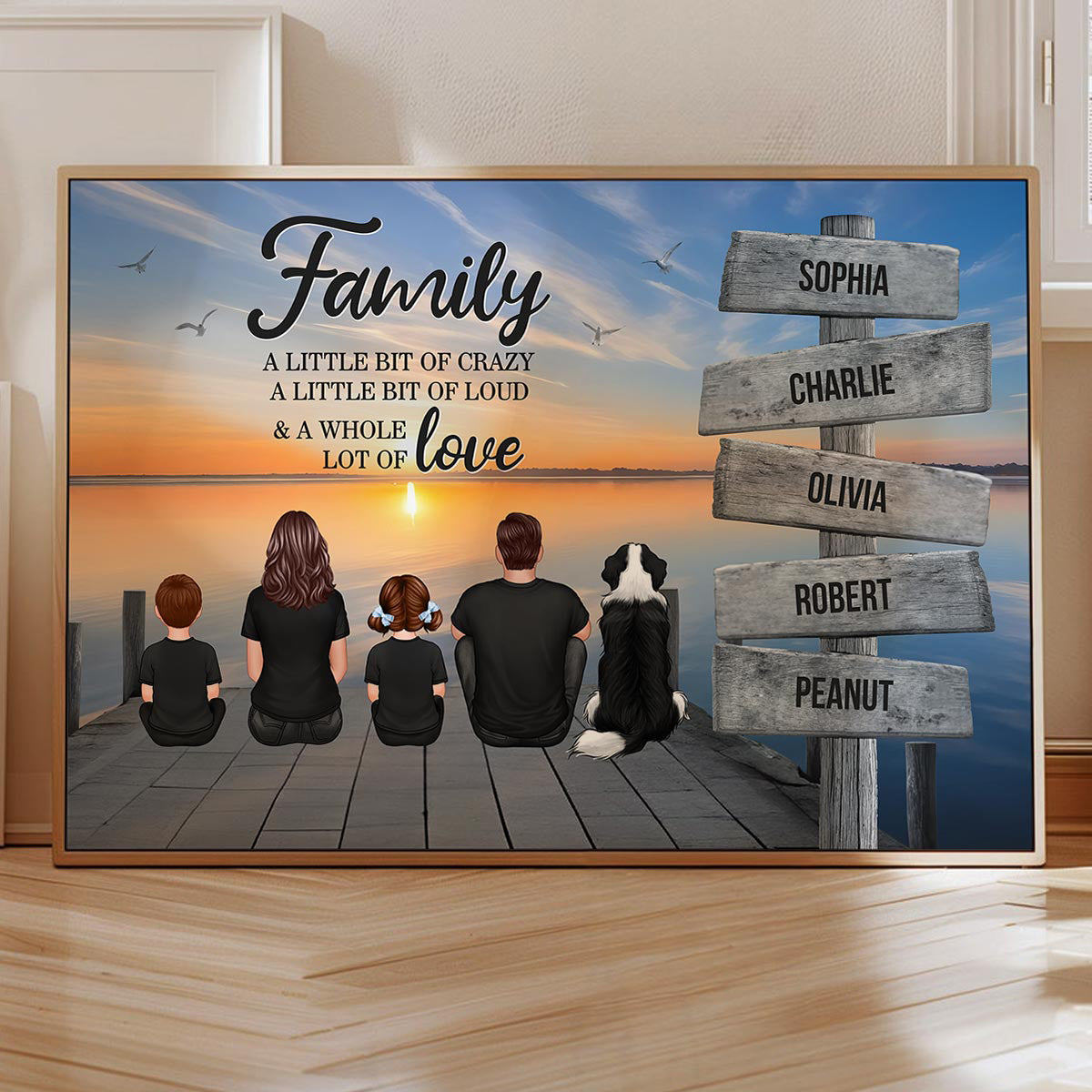 Retro Vintage Family A Little Whole Lot of Love Sign Posts - Personalized Poster - Gift For Family