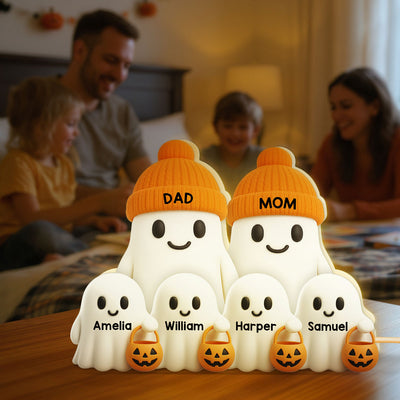 Family Dad Mom Kids Boo Crew Fall Halloween Decor - Personalized Light Box - Gift For Family