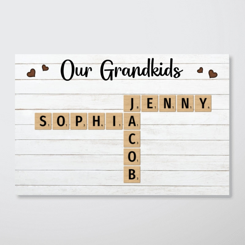 Family Crossword Art - Created In A Moment, Treasured Forever Personalized Poster, Gift For Grandma, Gift For Mom