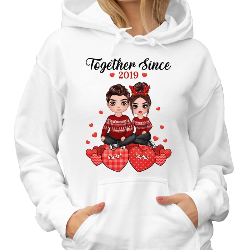 Doll Couple Sitting On Hearts Personalized Shirt