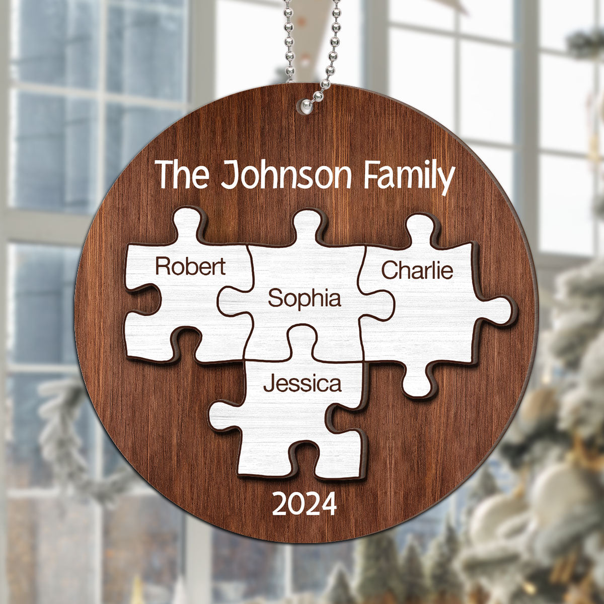 Pieces Of Our Family Christmas Keepsake Personalized 2-Layer Wooden Ornament