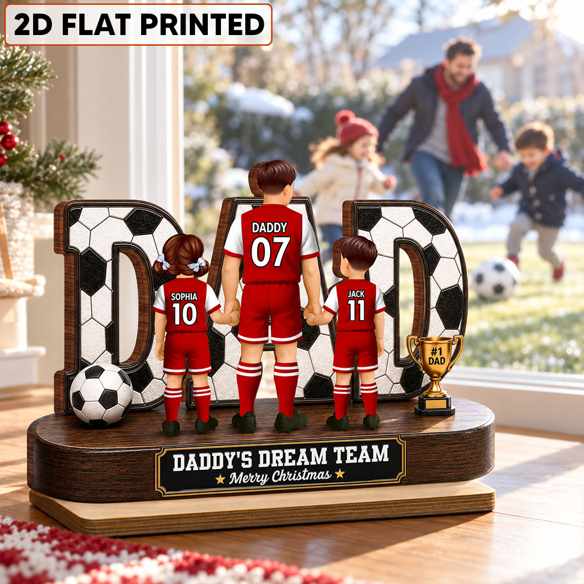 Soccer Dad Legend We Scored The Best Dad Back View - Personalized 2-Layered Wooden Plaque - Christmas Gift For Dad, Husband, Soccer Lovers