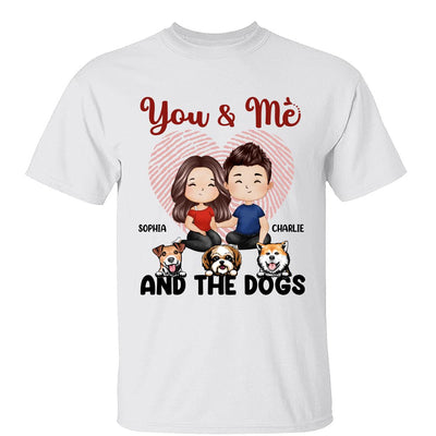Doll Man Woman Sitting Watercolor Style Couple And Dogs Personalized Shirt
