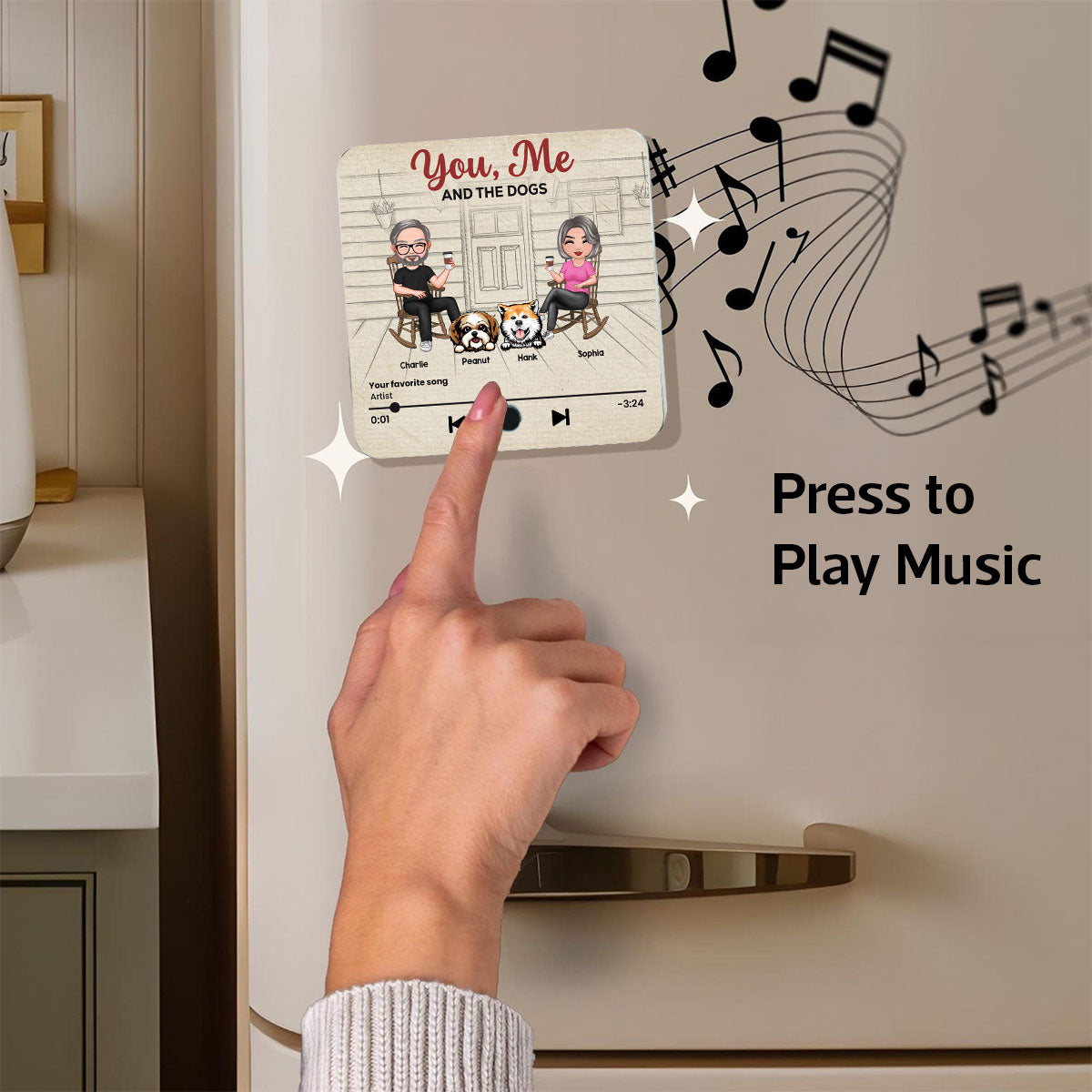 You Me We Got This Couple & Dogs Front Porch Personalized Music Fridge Magnet
