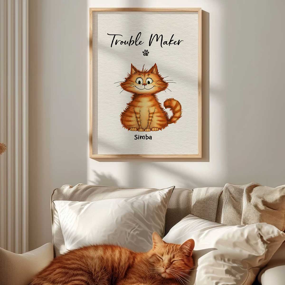 Double Trouble Quirky Cats Home Decor For Cat Lover Personalized Poster