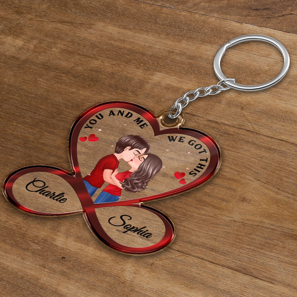 Infinity Heart Couple Kissing Anniversary Gift For Him Gift For Her Personalized Acrylic Keychain