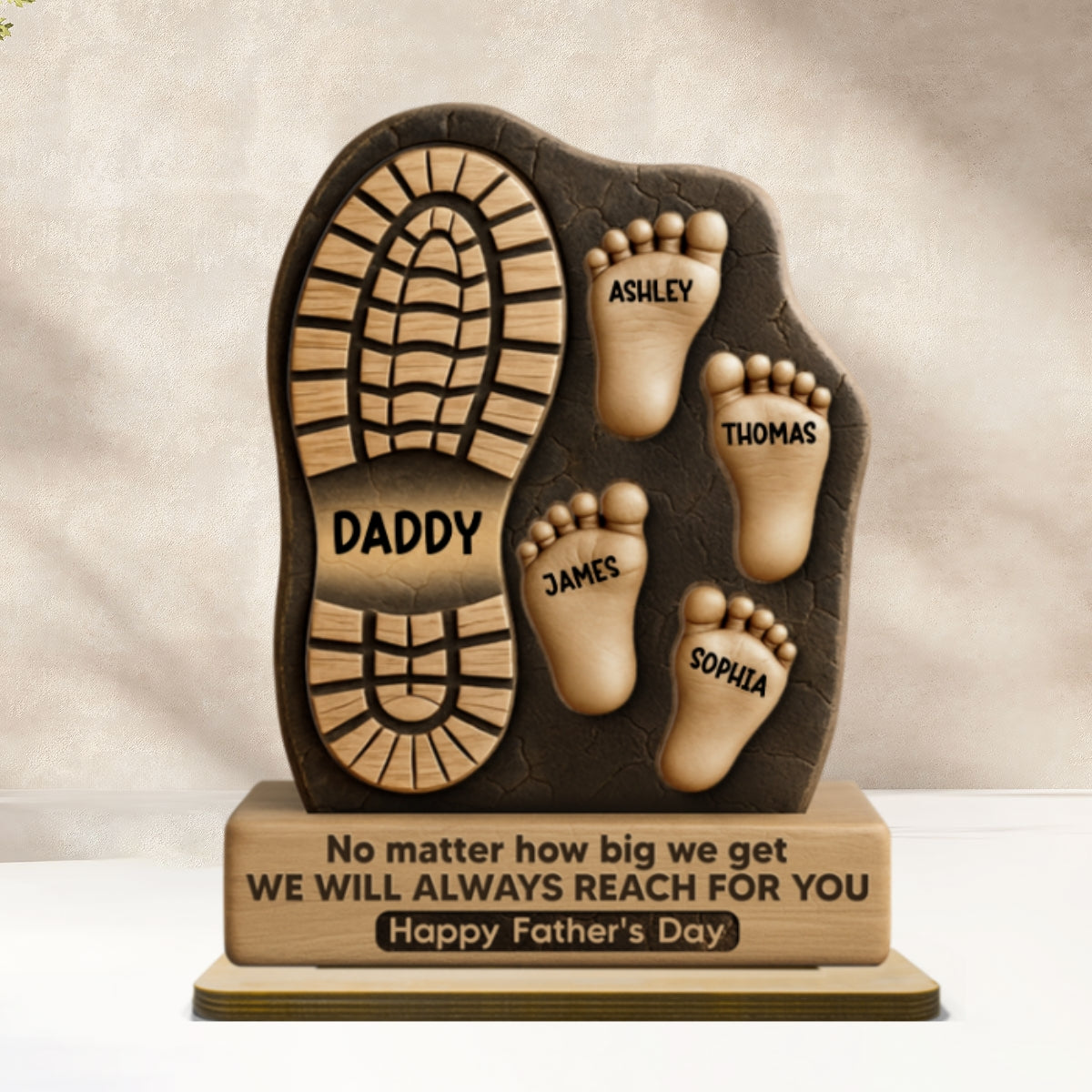 Dad No Matter How Big We Get Personalized 2-Layer Standing Wooden Plaque| Unique Father's Day Gift For Dad