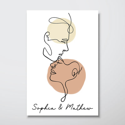 Couple Face Outline Personalized Poster Gift For Him, Gift For Her