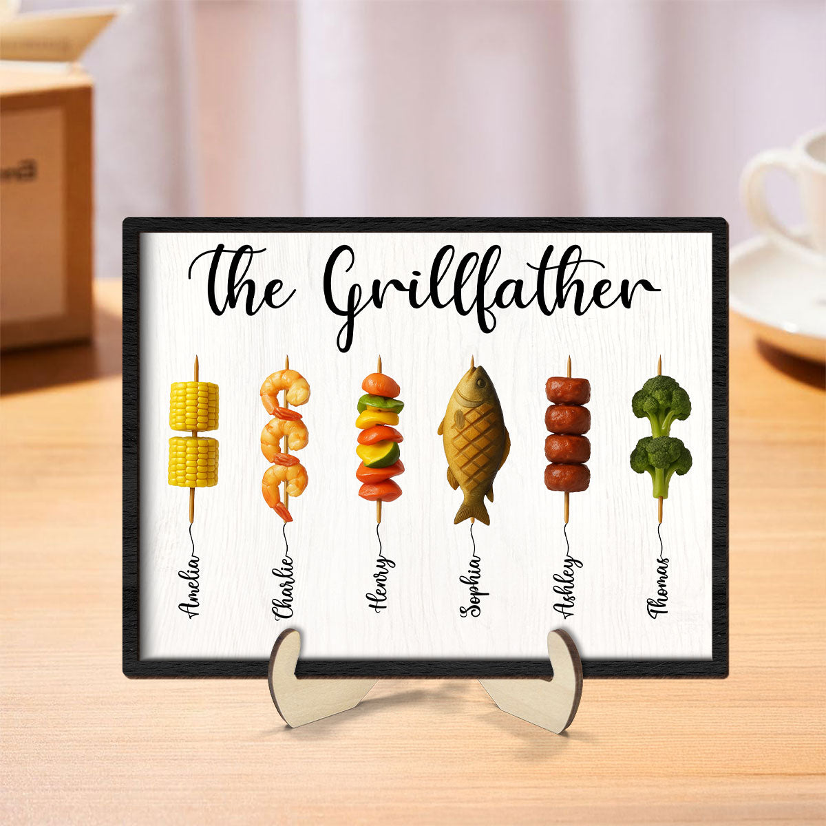 Best Grilling Dad Ever With Kids' Names Personalized 2-Layered Wooden Plaque, Father's Day Gift For Husband, For Dad, For Grandpa