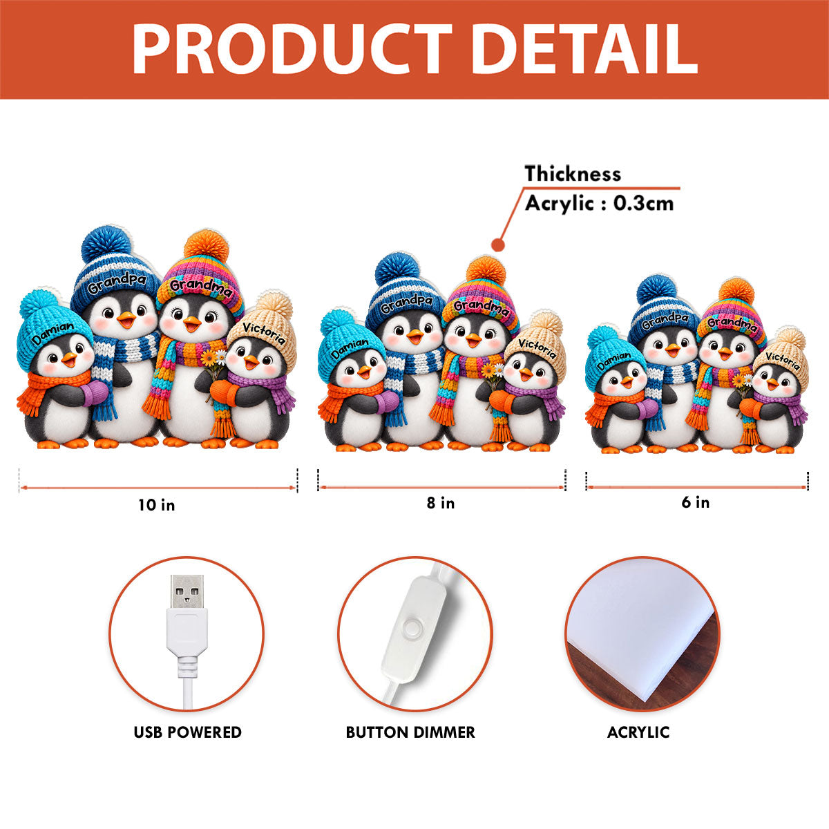 Grandma & Grandpa’s Little Penguins – Personalized Light Box - Christmas Gift For Grandparents