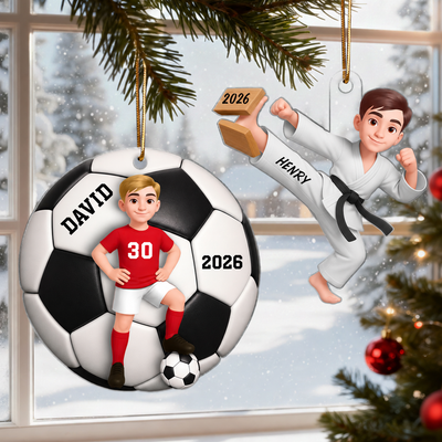 3D Effect Sport Boy Girl - Personalized Acrylic Ornament - Christmas Gift for Daughter or Son
