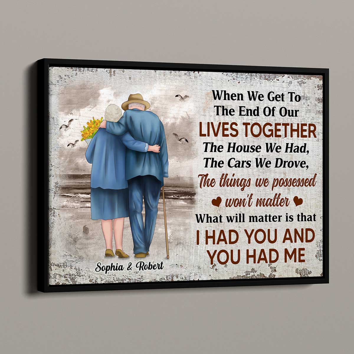 Couple When We Get To The End Of Our Lives Together, Vintage Beach Background Personalized Poster, Gift For Him, Gift For Her