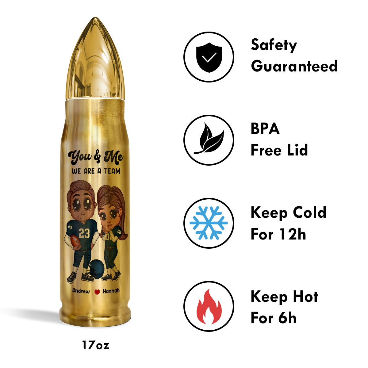 Personalized Y2K Football Couple Bullet Tumbler,  Gift for Couples