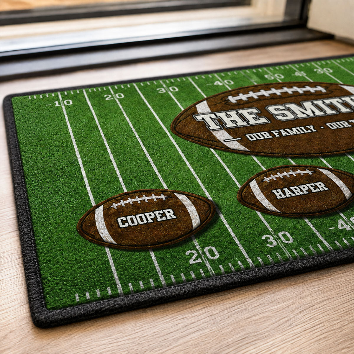 Our Family Our Team Football - Personalized Doormat - Gift for Football Families