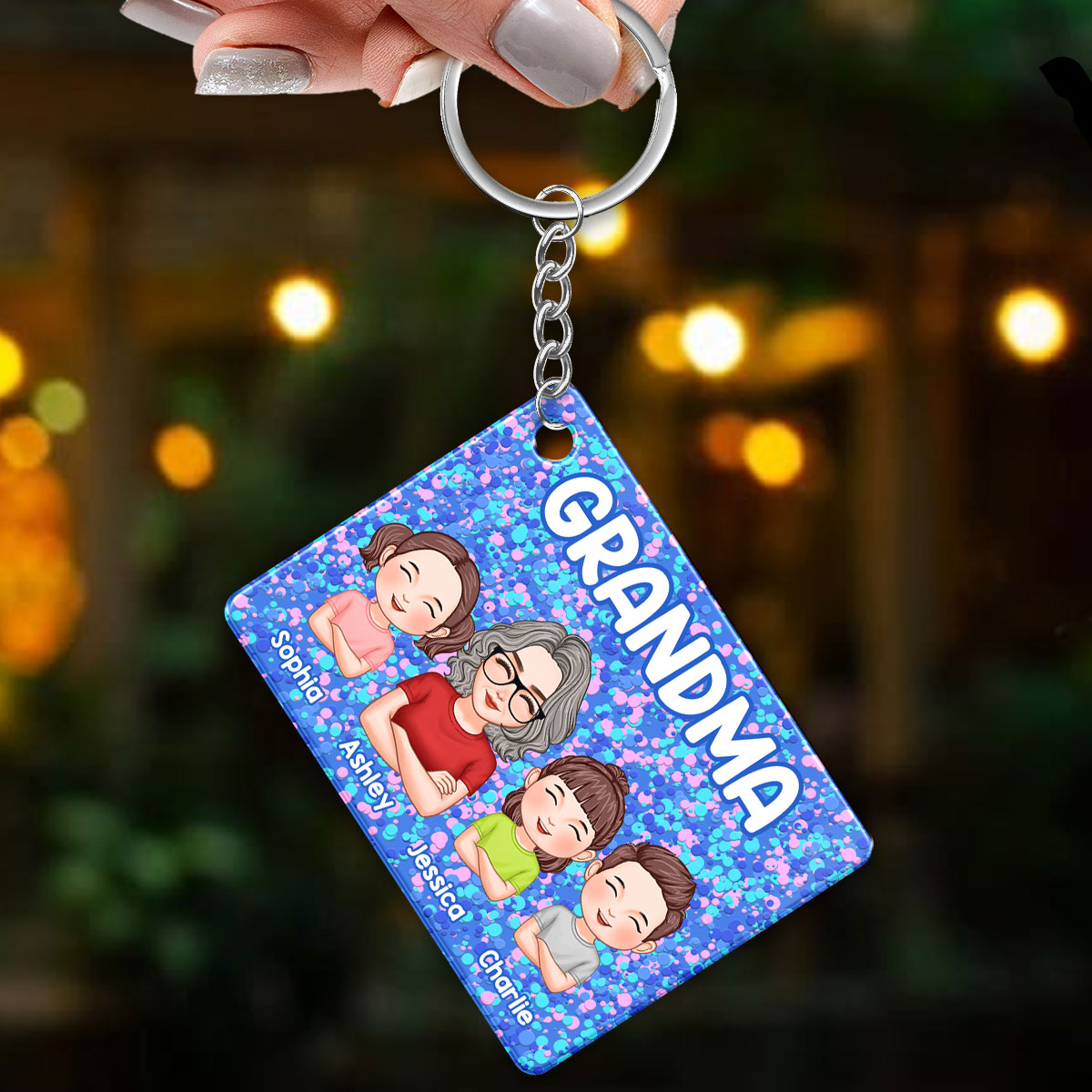 Colorful Patterns This Grandma Belongs To Grandkids Personalized Acrylic Keychain