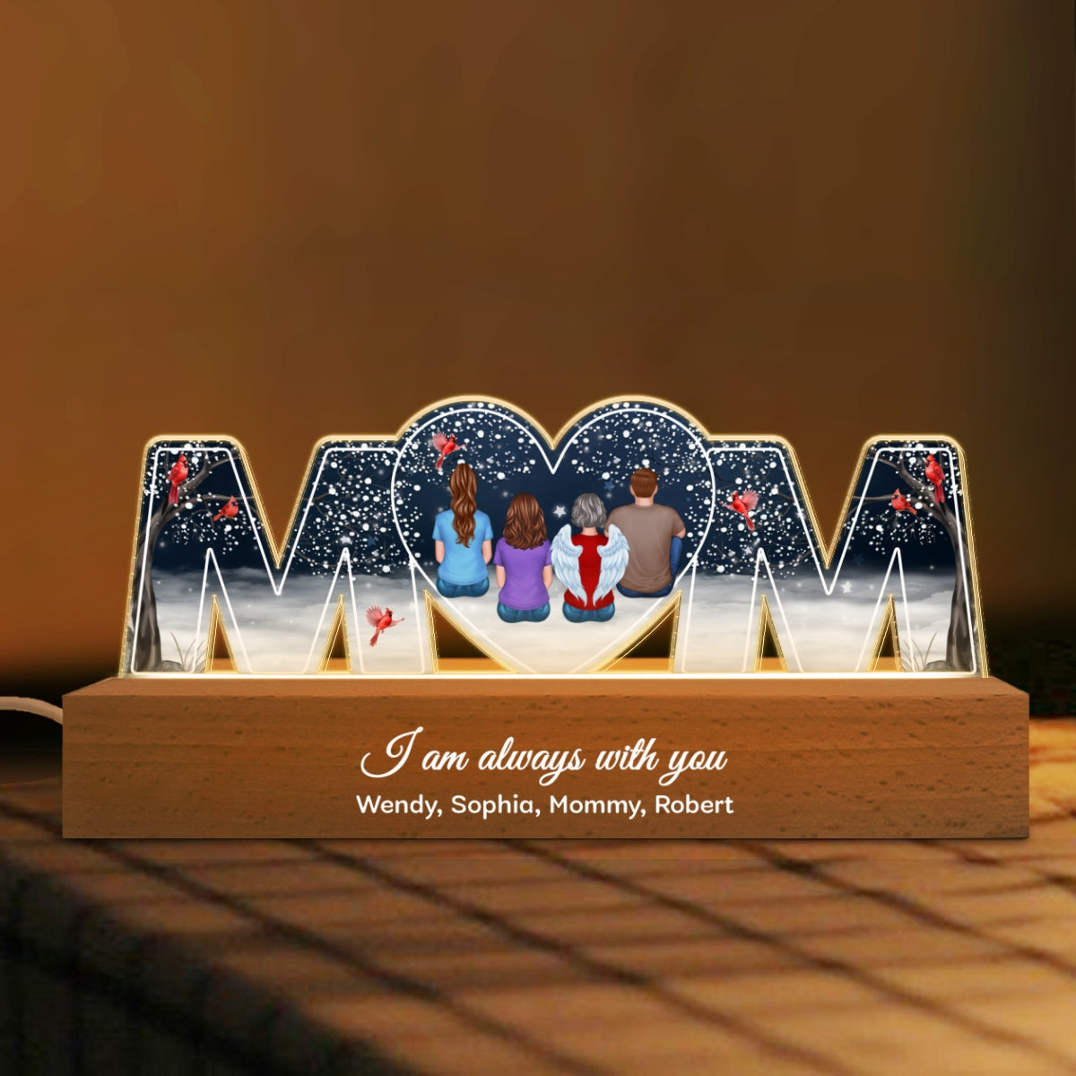 I'm Always With You Memorial Personalized LED Night Light, Sympathy Gift For Loss Mom