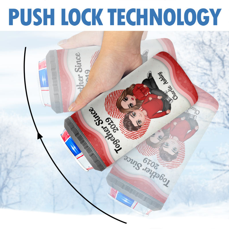Embracing Couple Heart Fingerprint Personalized 4 In 1 Can Cooler