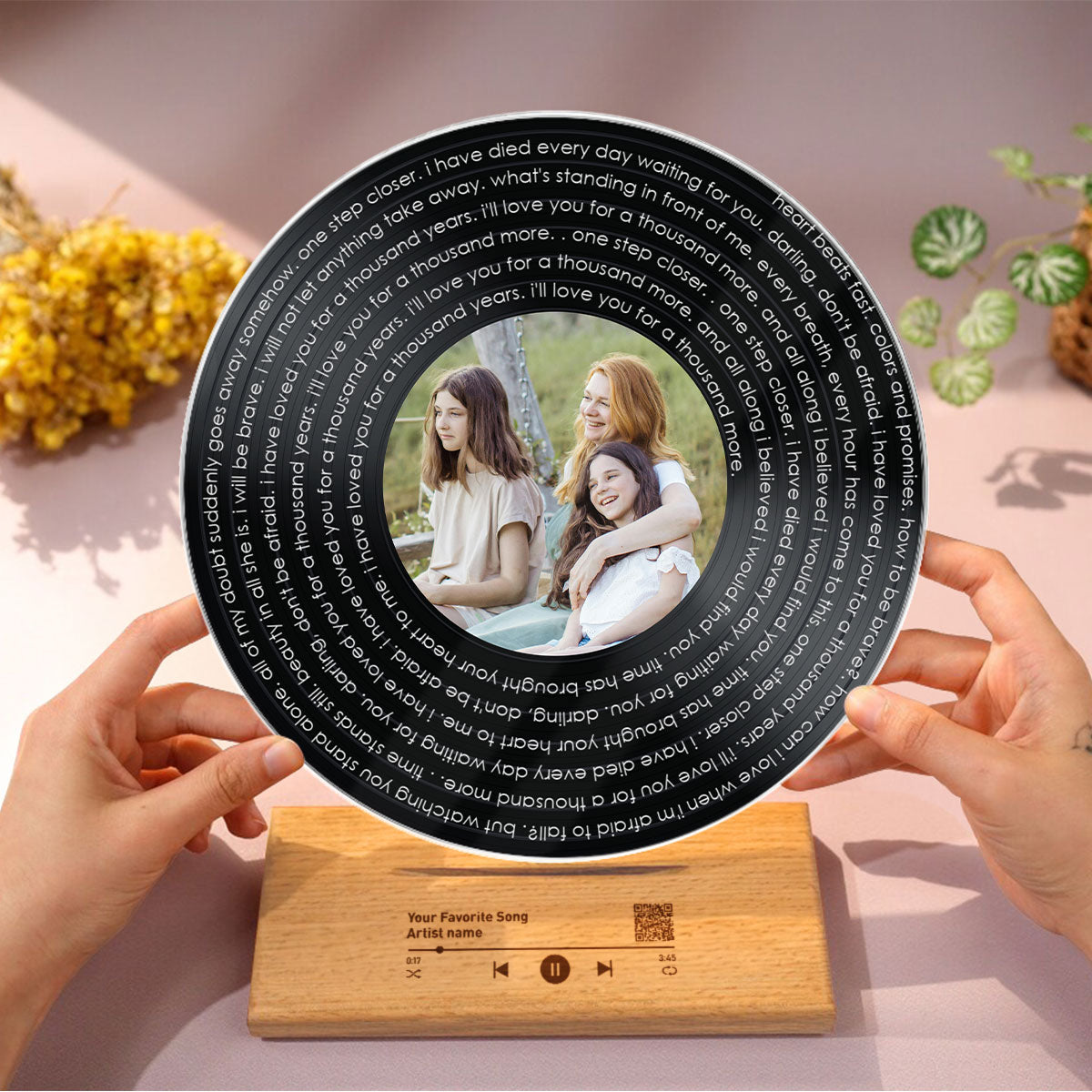 Mother & Daughter Spiral Song Lyrics Personalized Vinyl Record With Photo, Acrylic Song Plaque, Perfect 2025 Gift For Mom, Song Lyrics As Custom Messages