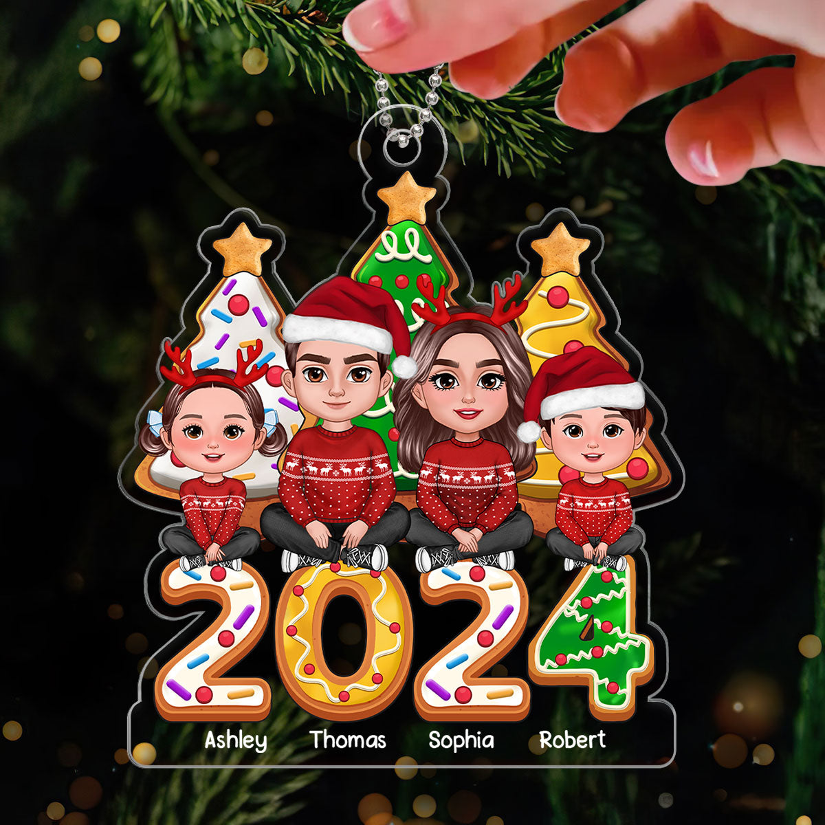 Christmas Tree Cookies Family Crossed Legs Personalized Acrylic Ornament