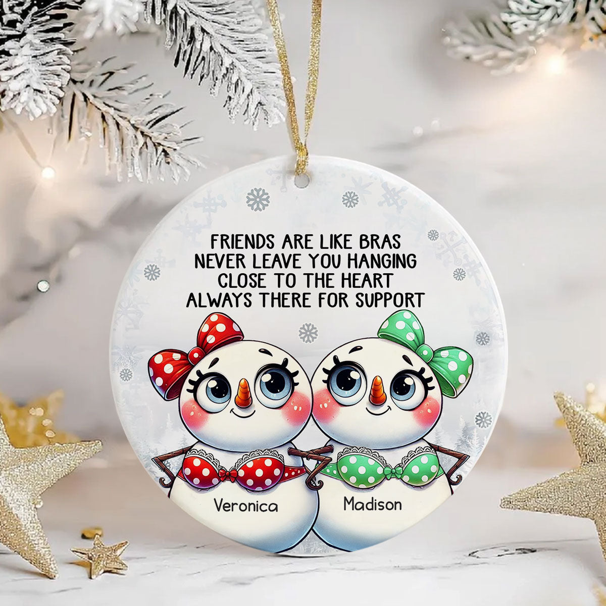 Personalized Snowman Friendship Christmas Ornaments 2024, Funny Gifts Christmas Ornaments for Besties