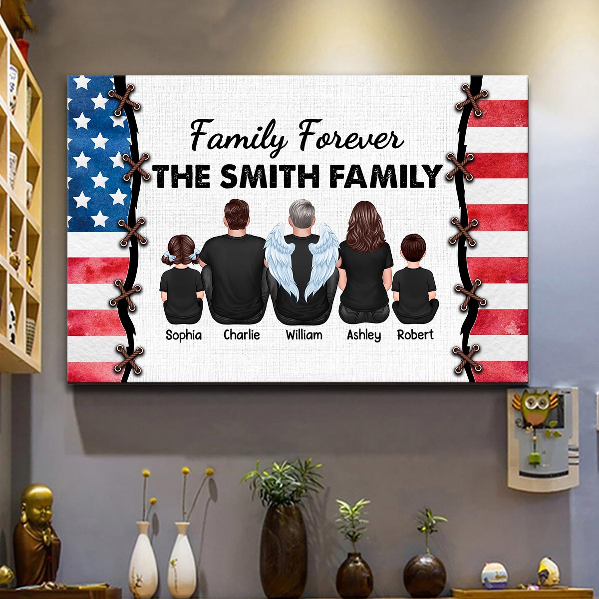 Family Forever American Flag Personalized Poster