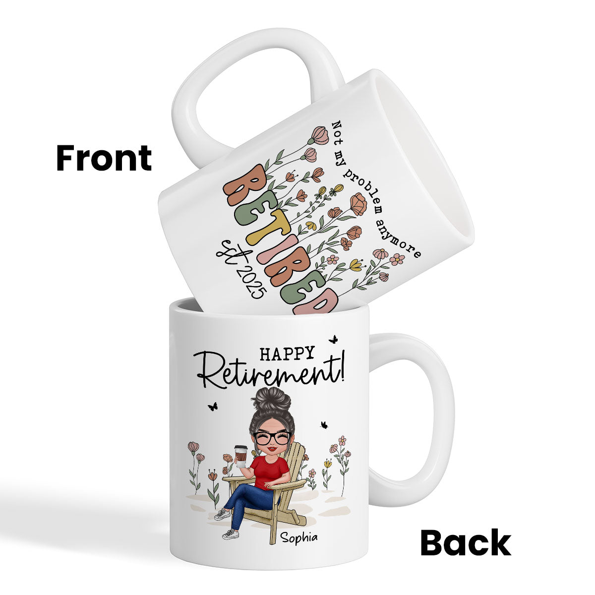 Not My Problem Anymore Retirement Personalized Mug, Farewell Good Luck Gift Coworker, Teacher, Nurse