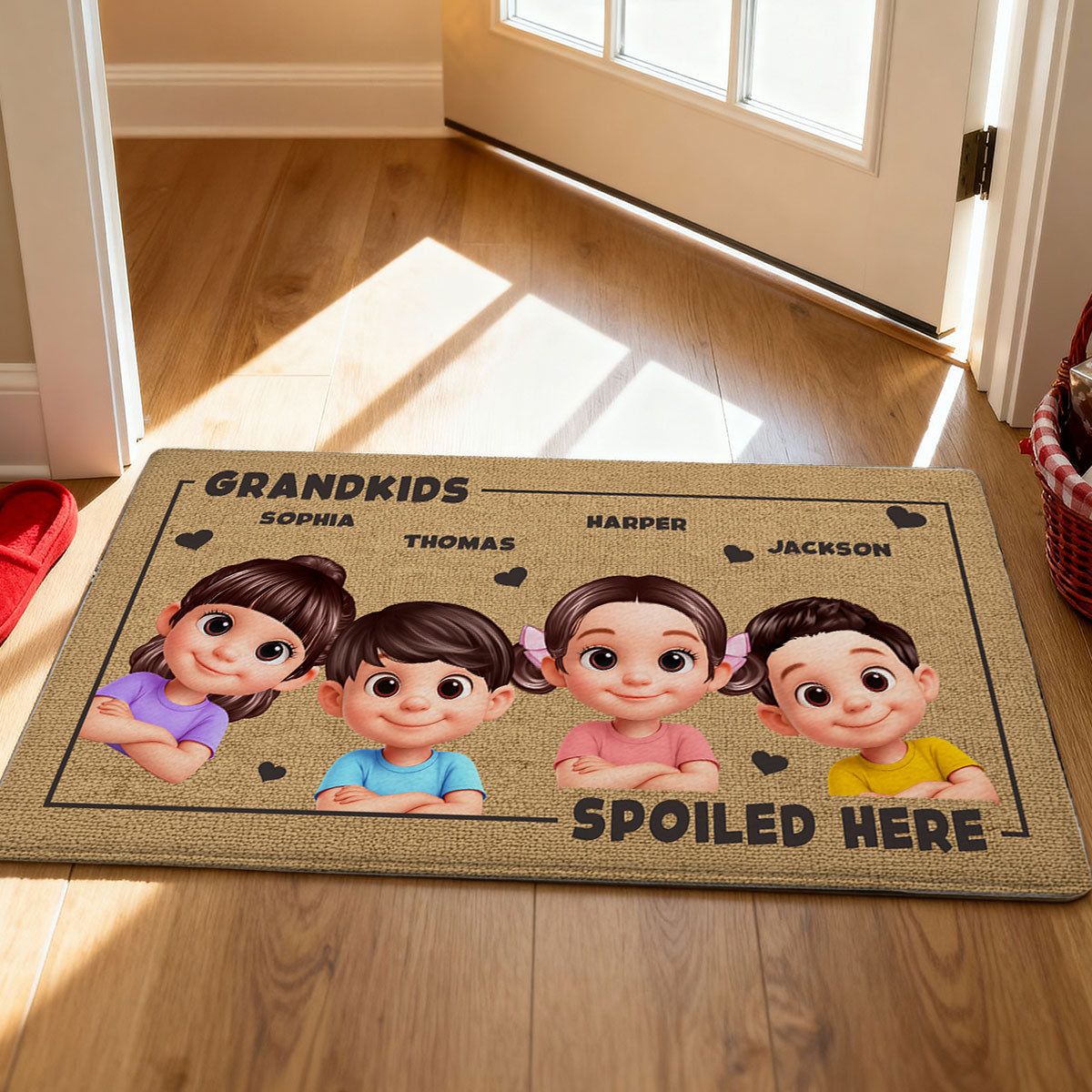 Grandkids Spoiled Here - Personalized Doormat - Gift For Grandma, Grandparents