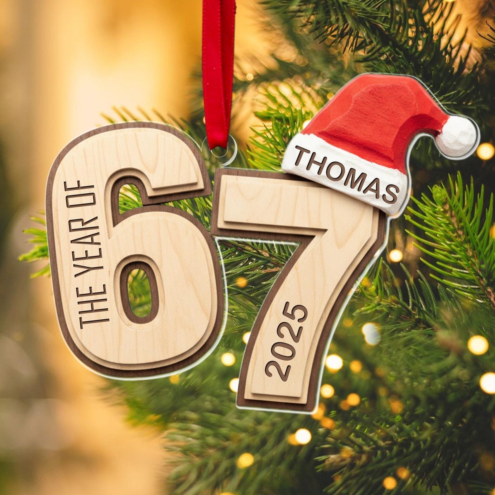 Custom Six Seven - Personalized Acrylic Ornament - Teen Slang Funny Tree Decor, Funny Teen Grandkid Gift