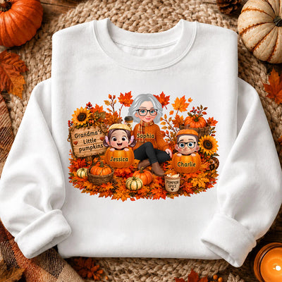 Grandma's Little Pumpkins Grandkids Fall - Personalized Shirt - Fall Season Gift, Gift For Grandma