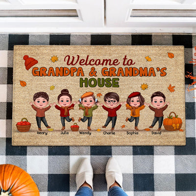 Fall Season Welcome To Grandma Grandpa House Personalized Doormat
