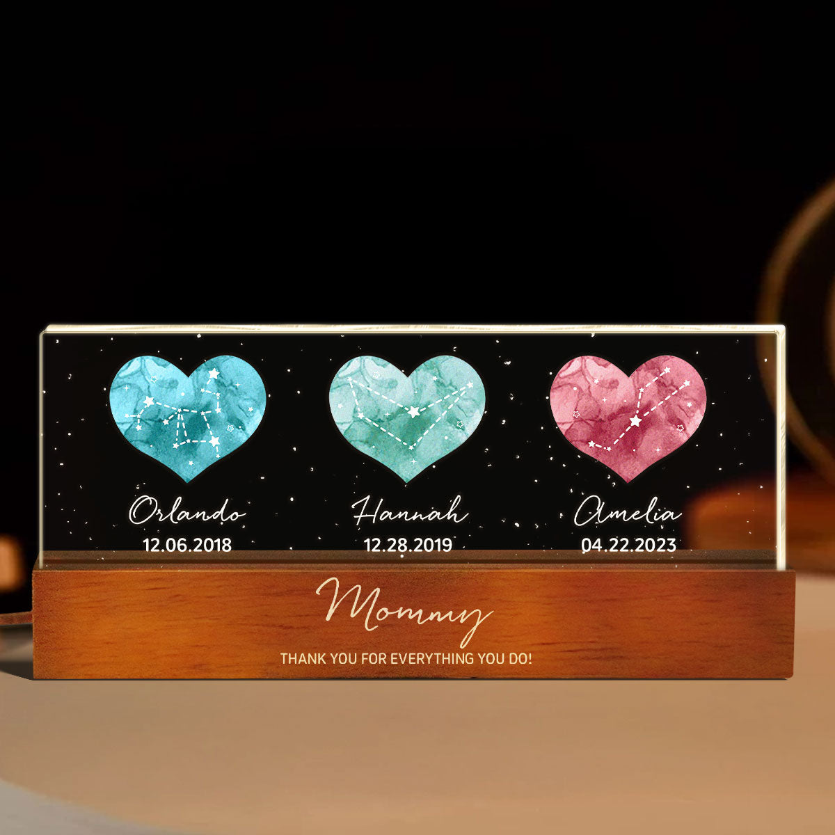 Birthstone Constellations Personalized Acrylic Block LED Night Light, Valentine's Day Gift, Grandparents Day Gift, Gift for Her, Mom Gift, For Grandma