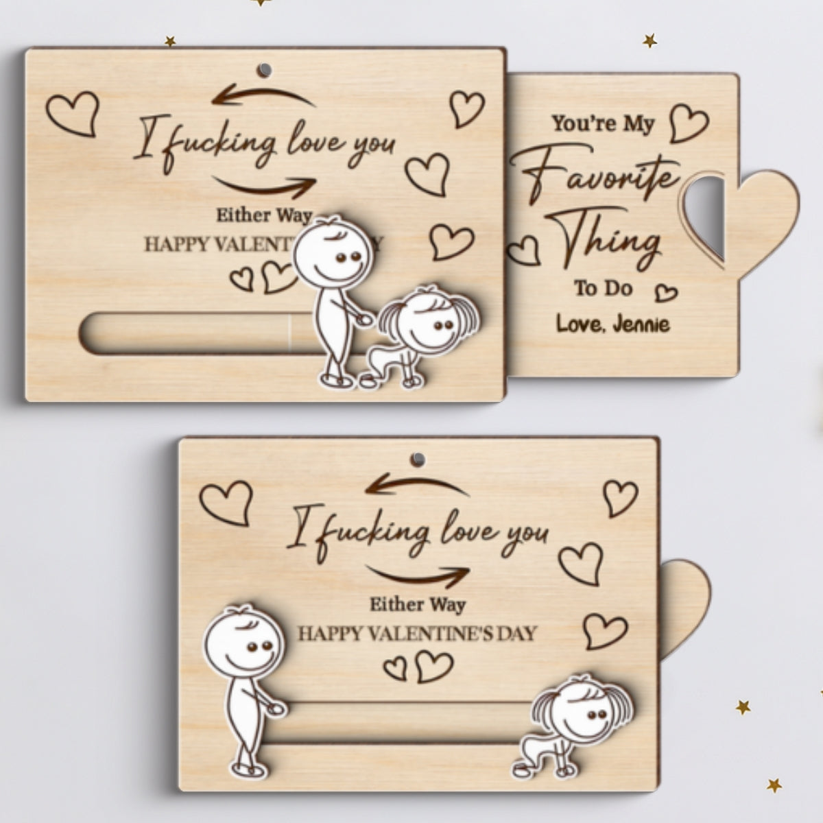 I Fcking Love You Funny Inappropriate Couple - Personalized Wooden Slider Ornament - Funny Gift For Him, For Her