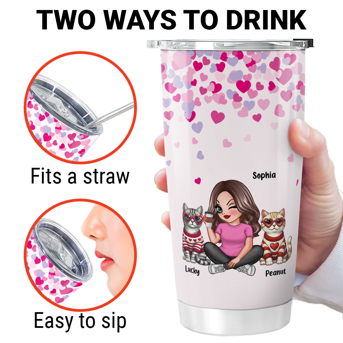 My Cats Are My  Personalized Cat Mom Tumbler